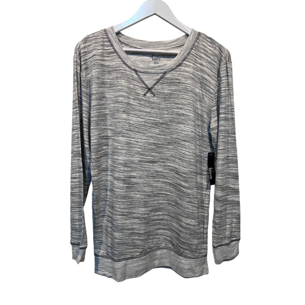 FELINA WOMENS TAYLOR BOYFRIEND SLEEP LOUNGE TOP LIGHT GRAY SIZE SMALL